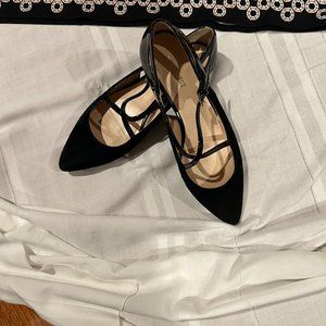 Nine West Black Suede and Patent Leather Flats Size 9M